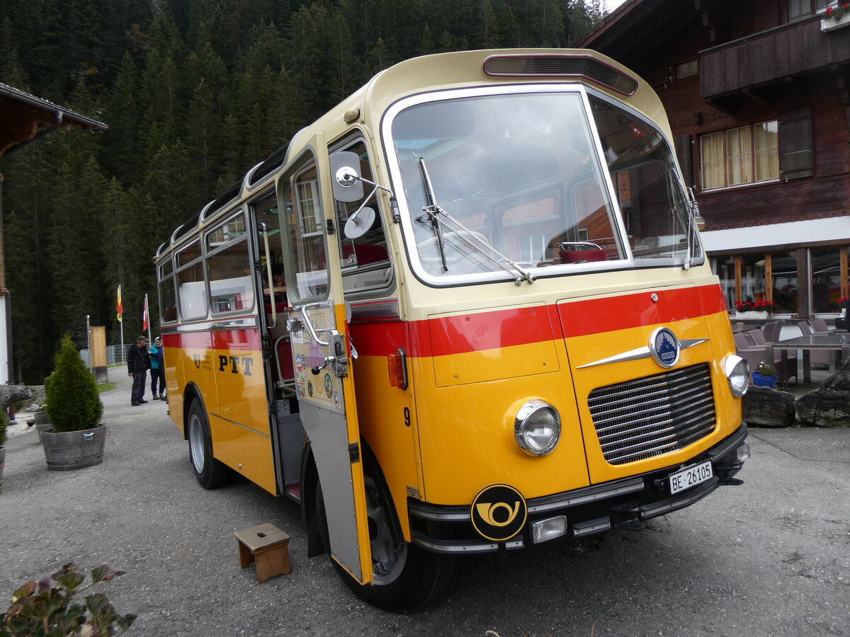 (268'075) - Schmid, Th�rishaus - Nr. 9/BE 26'105 - Saurer/R&J (ex Geiger, Adelboden Nr. 9) am 12. Oktober 2024 auf der Griesalp
