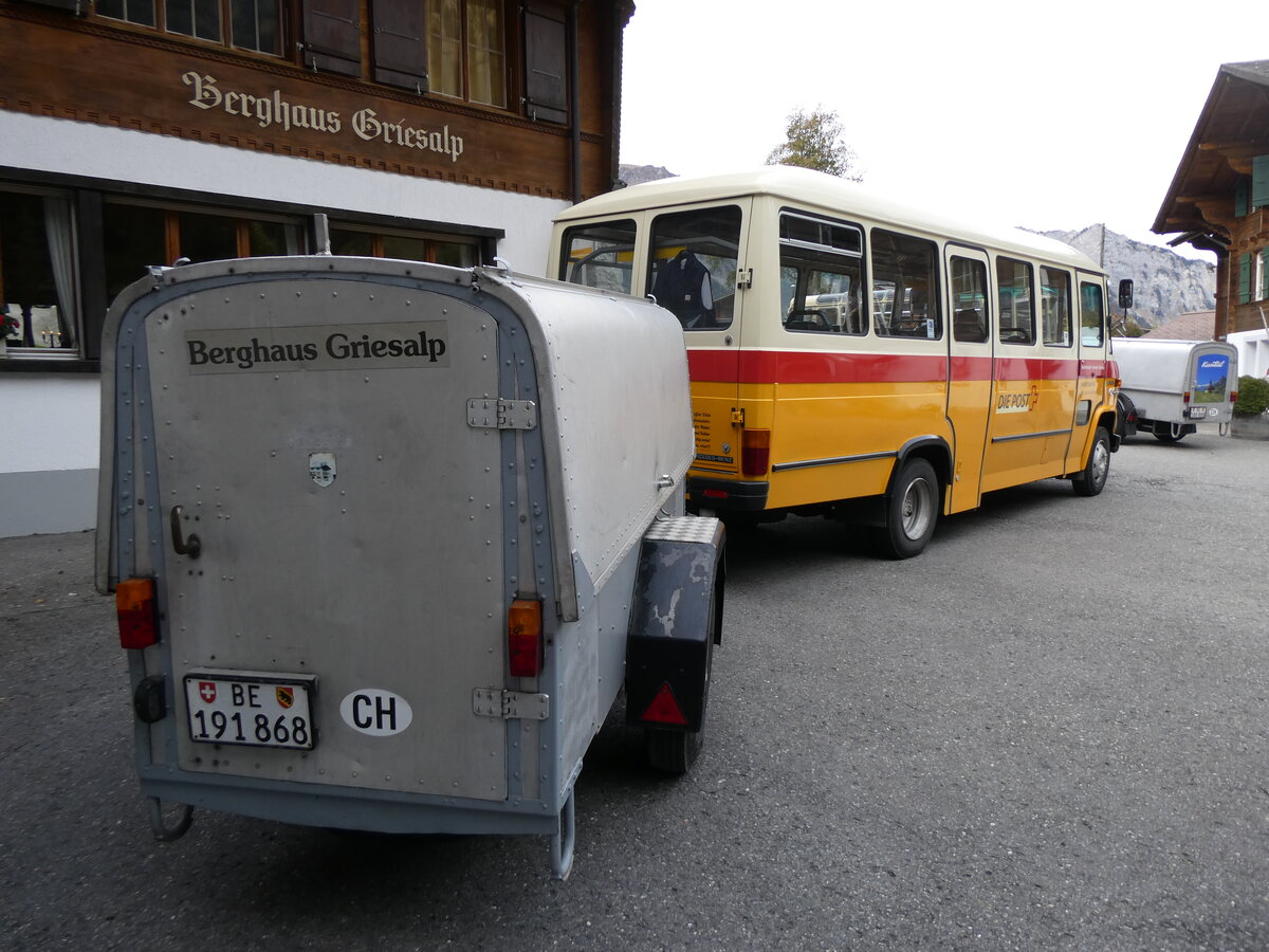 (268'077) - Schmid, Th�rishaus - BE 191'868 - Moser Gep�ckanh�nger (ex P 30'215) am 12. Oktober 2024 auf der Griesalp