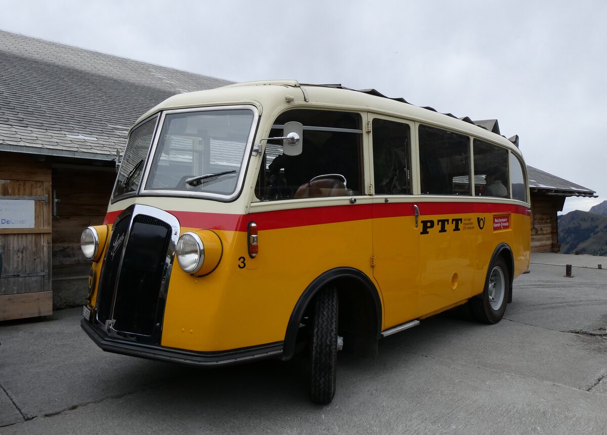 (268'079) - Schmid, Th�rishaus - Nr. 3/BE 26'760 - Saurer/Gangloff (ex Geiger, Adelboden Nr. 3) am 12. Oktober 2024 auf dem Bundl�ger