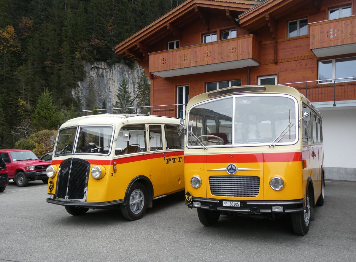 (268'140) - Schmid, Th�rishaus - Nr. 9/BE 26'105 - Saurer/R&J (ex Geiger, Adelboden Nr. 9) am 12. Oktober 2024 auf der Griesalp