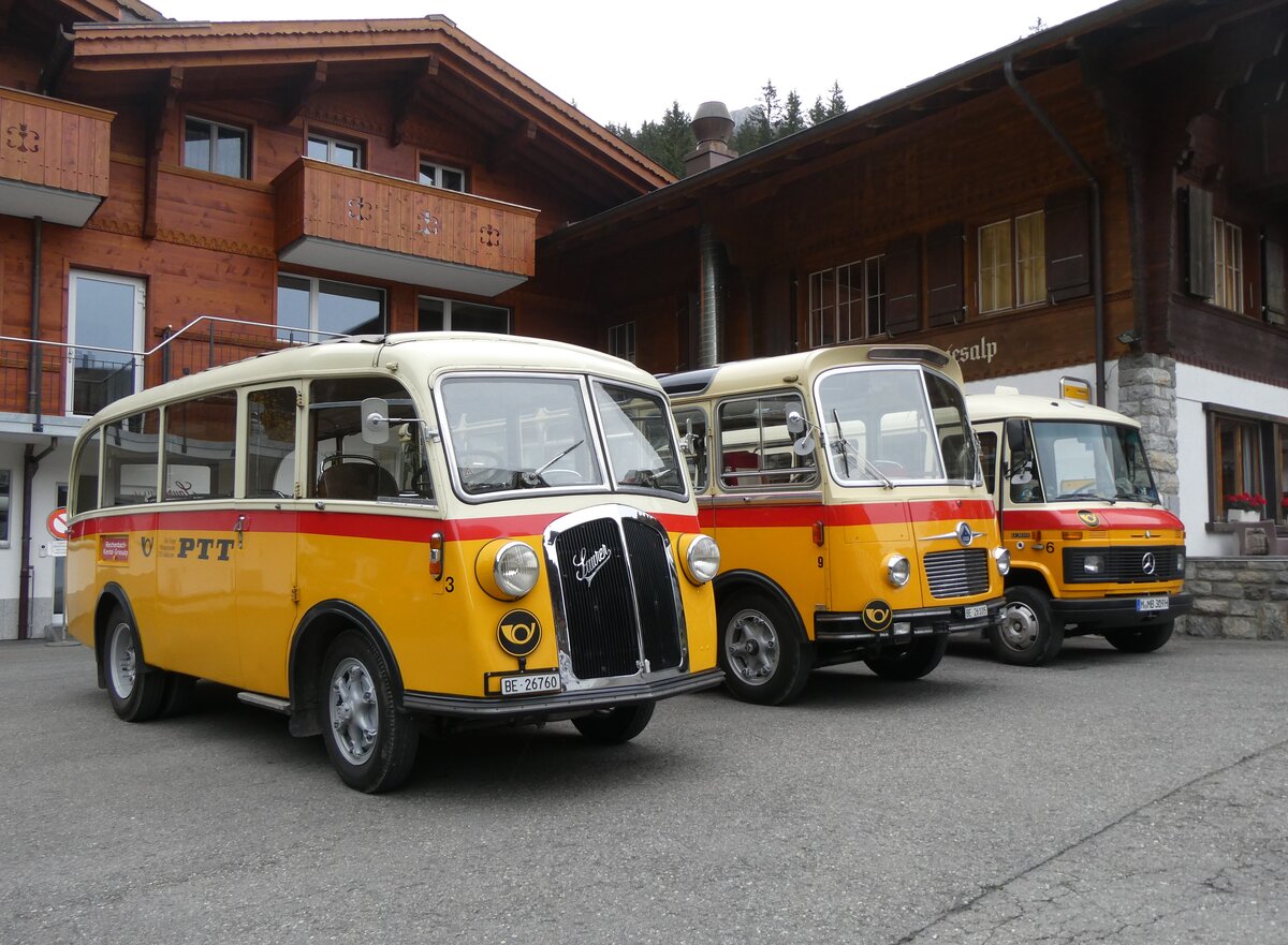 (268'144) - Schmid, Th�rishaus - Nr. 3/BE 26'760 - Saurer/Gangloff (ex Geiger, Adelboden Nr. 3) am 12. Oktober 2024 auf der Griesalp