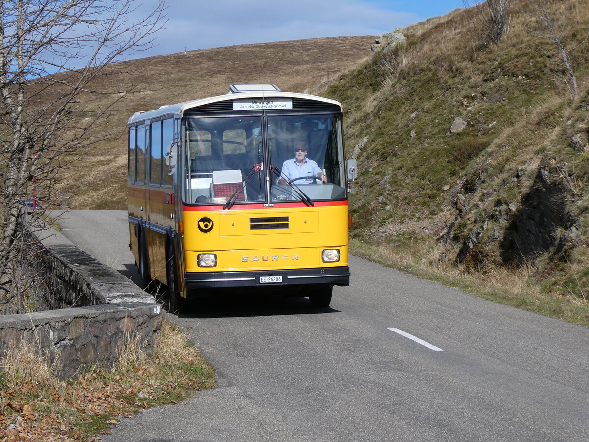 (268'762) - Aus der Schweiz: Schmid, Th�rishaus - BE 26'206 - Saurer/T�scher (ex P 24'244) am 27. Oktober 2024 bei Rothenbach