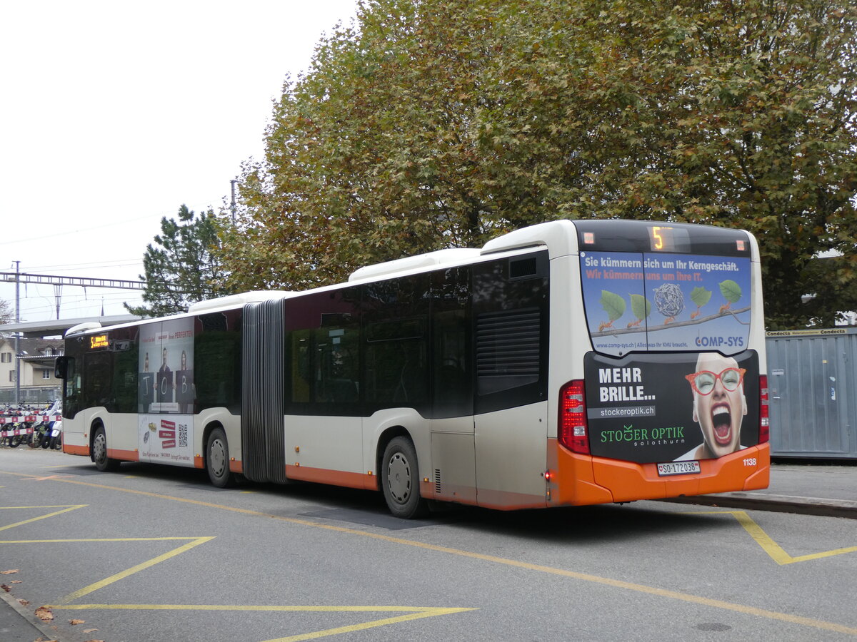 (268'865) - BSU Solothurn - Nr. 1138/SO 172'038 - Mercedes (ex Nr. 38) am 31. Oktober 2024 beim Bahnhof Herzogenbuchsee