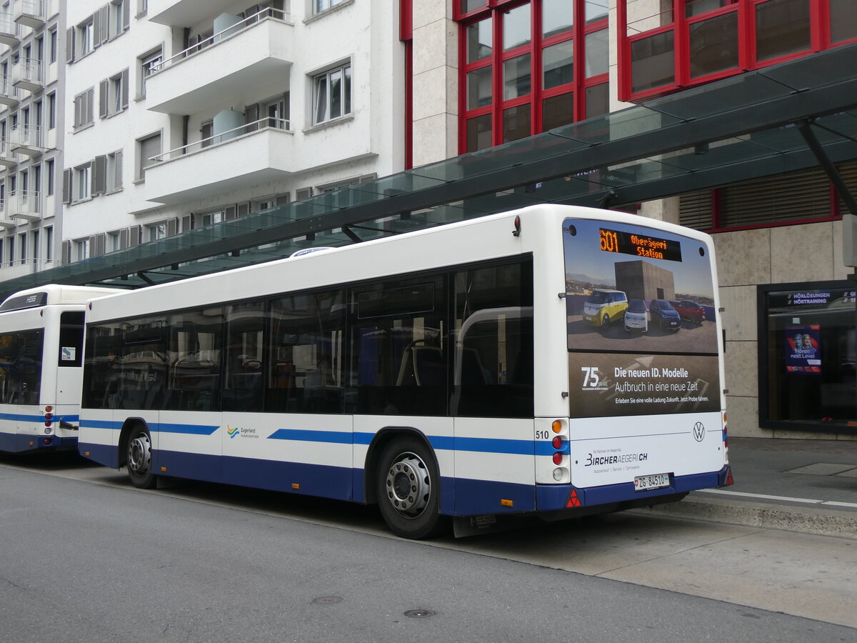 (269'075) - ZVB Zug - Nr. 510/ZG 84'510 - Lanz+Marti/Hess Personenanh�nger am 9. November 2024 beim Bahnhof Zug