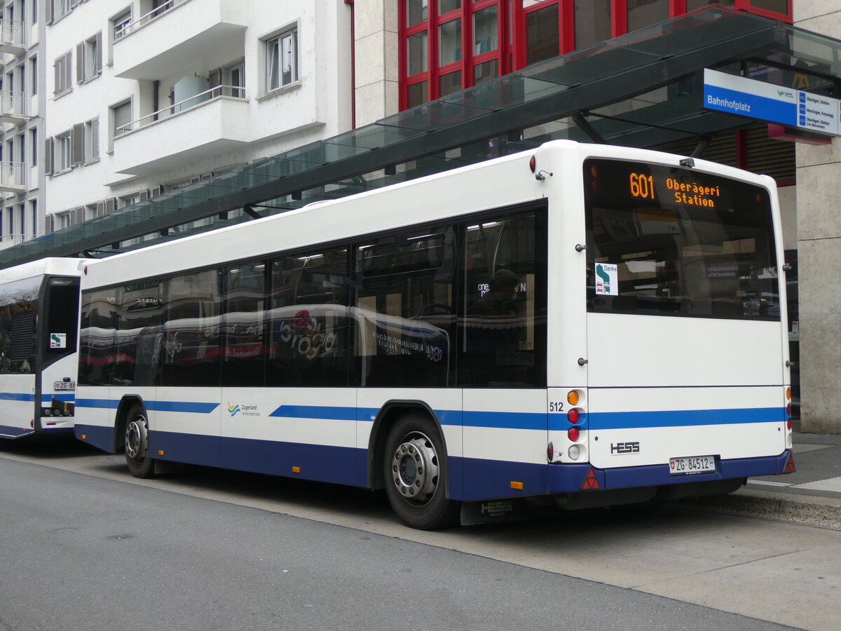 (269'083) - ZVB Zug - Nr. 512/ZG 84'512 - Hess Personenanh�nger am 9. November 2024 beim Bahnhof Zug