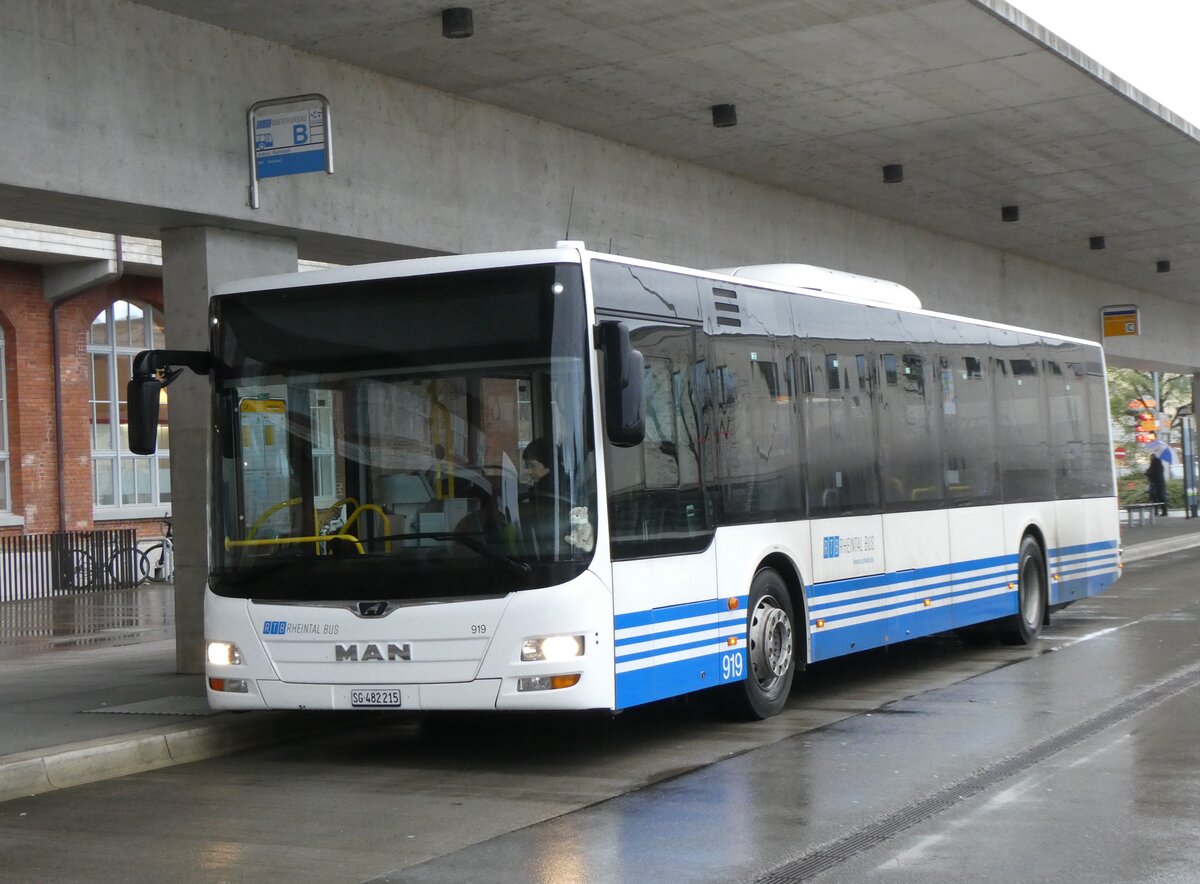 (269'416) - RTB Altst�tten - Nr. 919/SG 482'215 - MAN (ex StadtBUS, Frauenfeld Nr. 919; ex RTB Altst�tten Nr. 919; ex PostBus/A BD 15'352) am 28. November 2024 in Arbon, Bushof