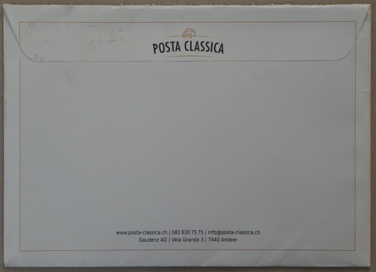 (270'166) - Posta Classica-Briefumschlag vom 19. Dezember 2024 am 24. Dezember 2024 in Thun (R�ckseite)