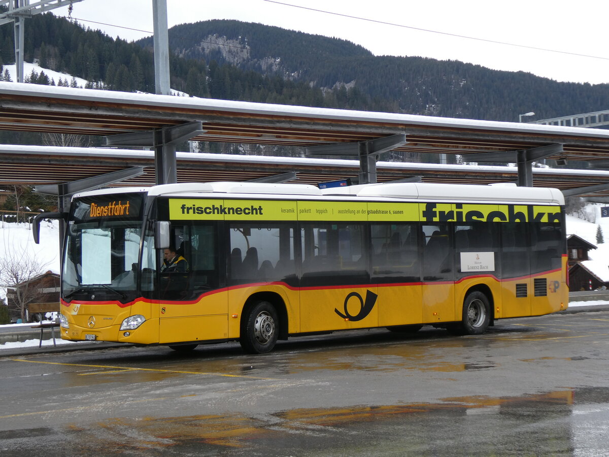 (270'695) - PostAuto Bern - BE 707'943/PID 11'857 - Mercedes (ex K�bli, Gstaad; ex PostAuto BErn BE 538'988; ex PostAuto Bern BE 653'386) am 6. Januar 2025 beim Bahnhof Gstaad