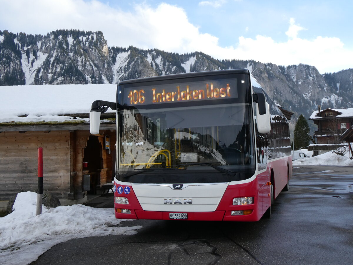 (270'755) - PostAuto Bern - BE 654'090/PID 12'339 - MAN (ex Dr. Richard, A-Wien Nr. 1419) am 7. Januar 2025 in Habkern, Z�undli