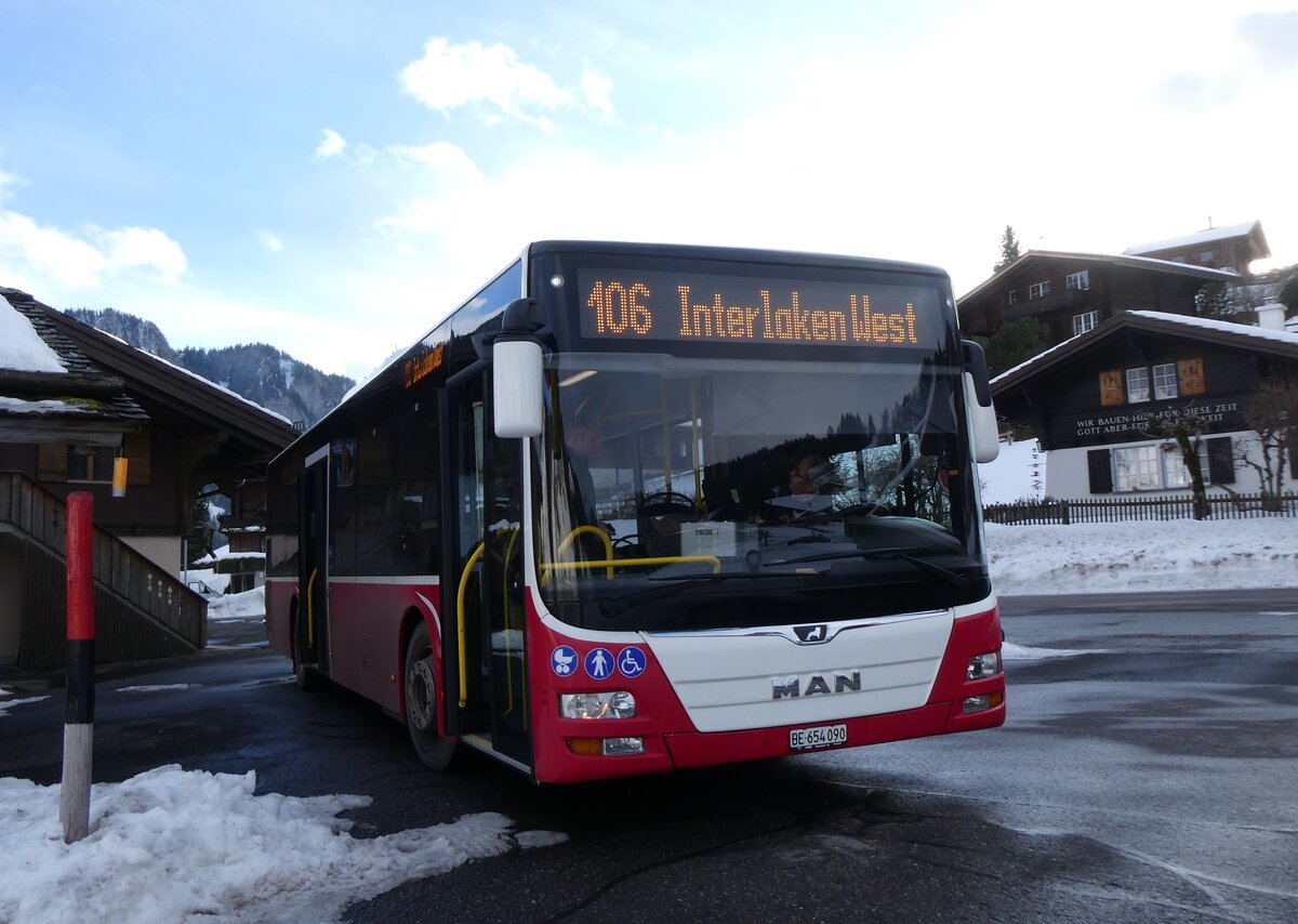 (270'756) - PostAuto Bern - BE 654'090/PID 12'339 - MAN (ex Dr. Richard, A-Wien Nr. 1419) am 7. Januar 2025 in Habkern, Z�undli