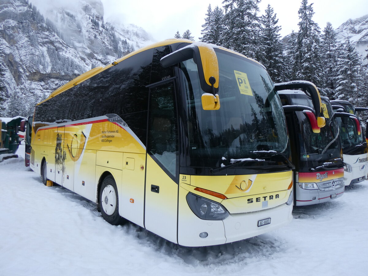 (271'074) - Tschannen, Zofingen - Nr. 23/AG 6683 - Setra (ex Slovak Lines, SK-Bratislava; ex Vorf�hrwagen EvoBus, D-Mannheim) am 11. Januar 2025 in Adelboden, Unter dem Birg