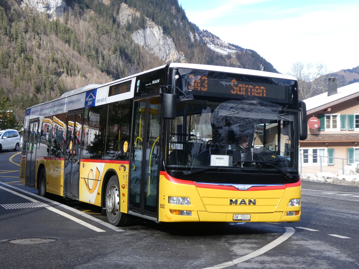(271'435) - PostAuto Zentralschweiz - Nr. 502/OW 10'002/PID 10'266 - MAN (ex Nr. 5; ex Dillier, Sarnen Nr. 5) am 24. Januar 2025 auf der St�ckalp