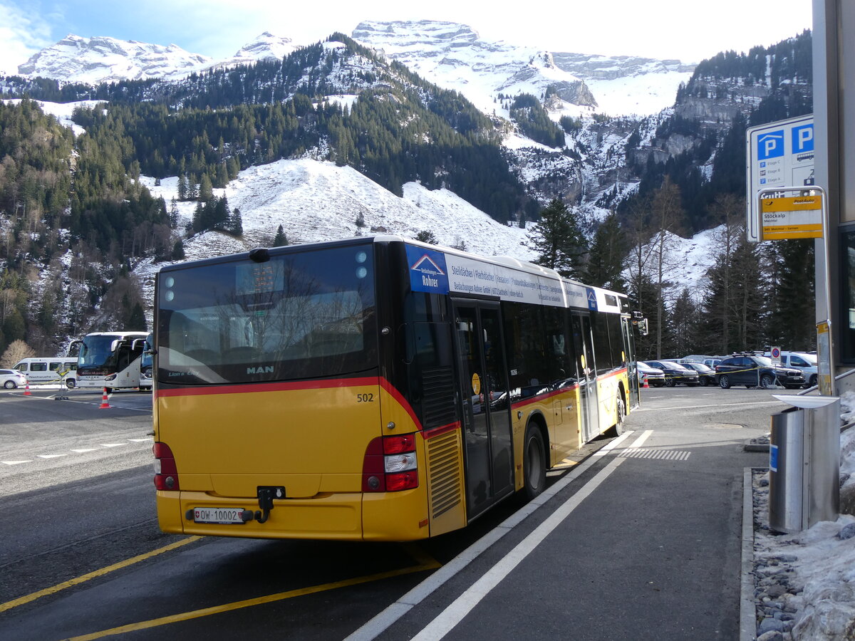 (271'437) - PostAuto Zentralschweiz - Nr. 502/OW 10'002/PID 10'266 - MAN (ex Nr. 5; ex Dillier, Sarnen Nr. 5) am 24. Januar 2025 auf der St�ckalp