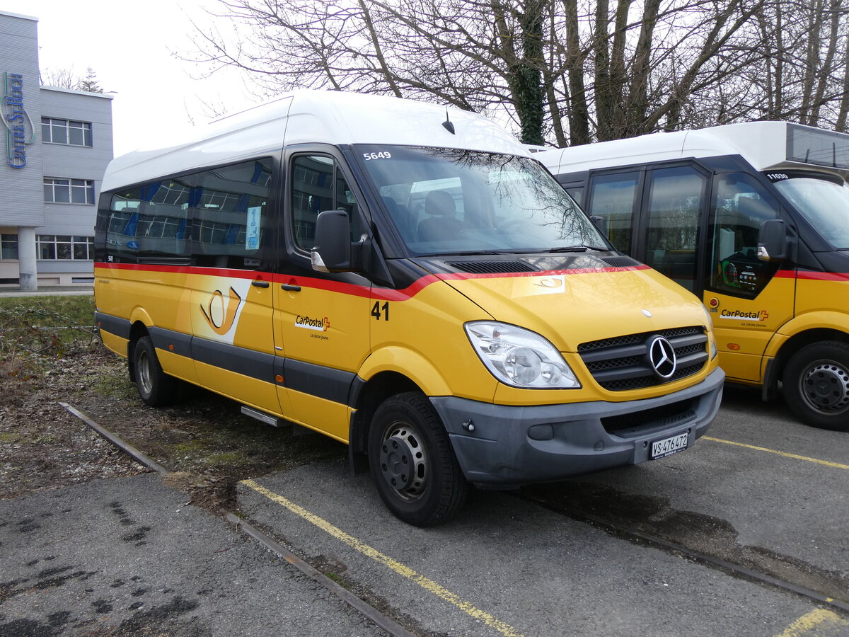(271'563) - PostAuto Wallis - Nr. 41/VS 476'472/PID 5649 - Mercedes (ex TRD, Savi�se) am 1. Februar 2025 in Yverdon, Garage