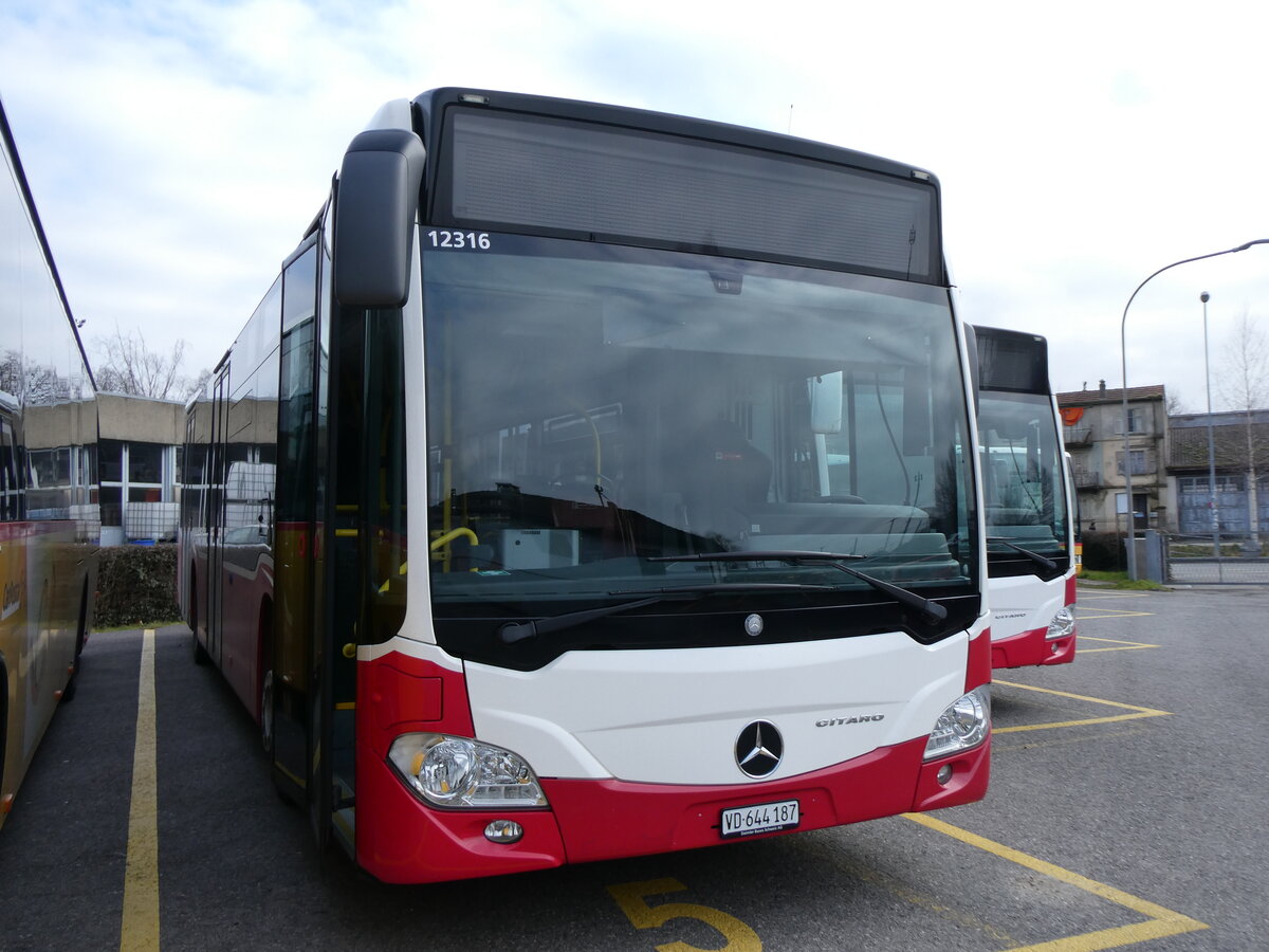 (271'590) - CarPostal Ouest - VD 644'187/PID 12'316 - Mercedes (ex Breuss, A-Rankweil; ex Wiener Linien, A-Wien Nr. 8133) am 1. Februar 2025 in Yverdon, Garage