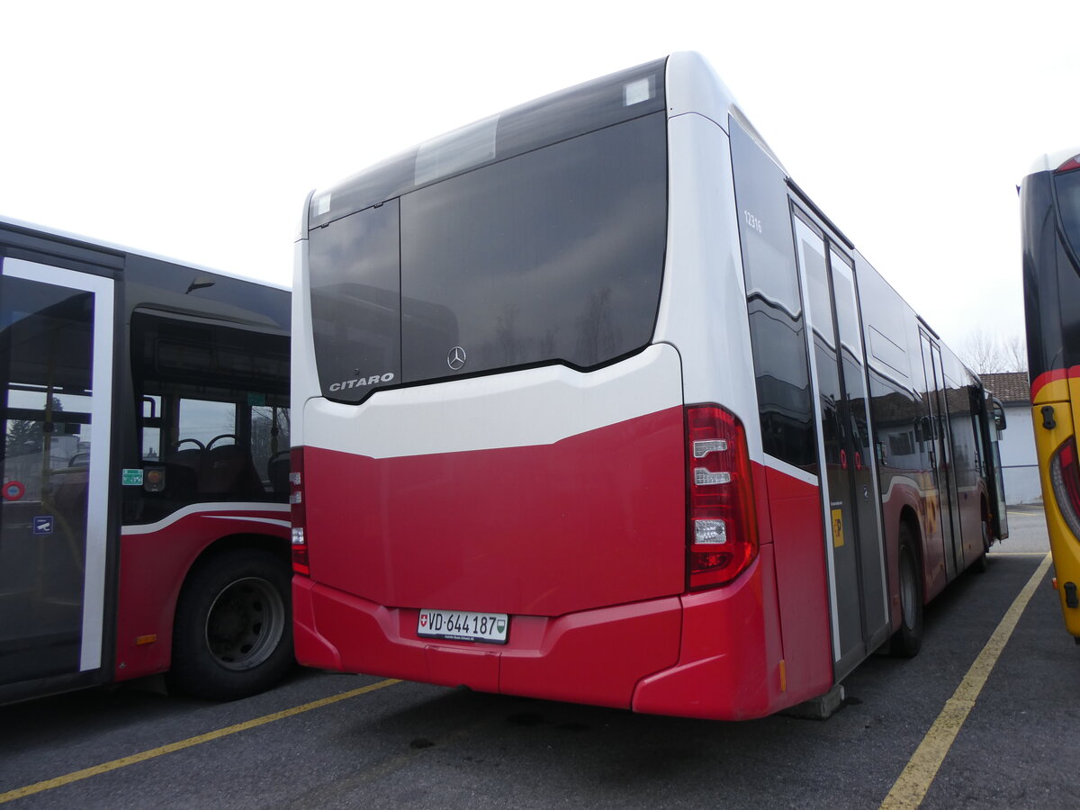 (271'591) - CarPostal Ouest - VD 644'187/PID 12'316 - Mercedes (ex Breuss, A-Rankweil; ex Wiener Linien, A-Wien Nr. 8133) am 1. Februar 2025 in Yverdon, Garage