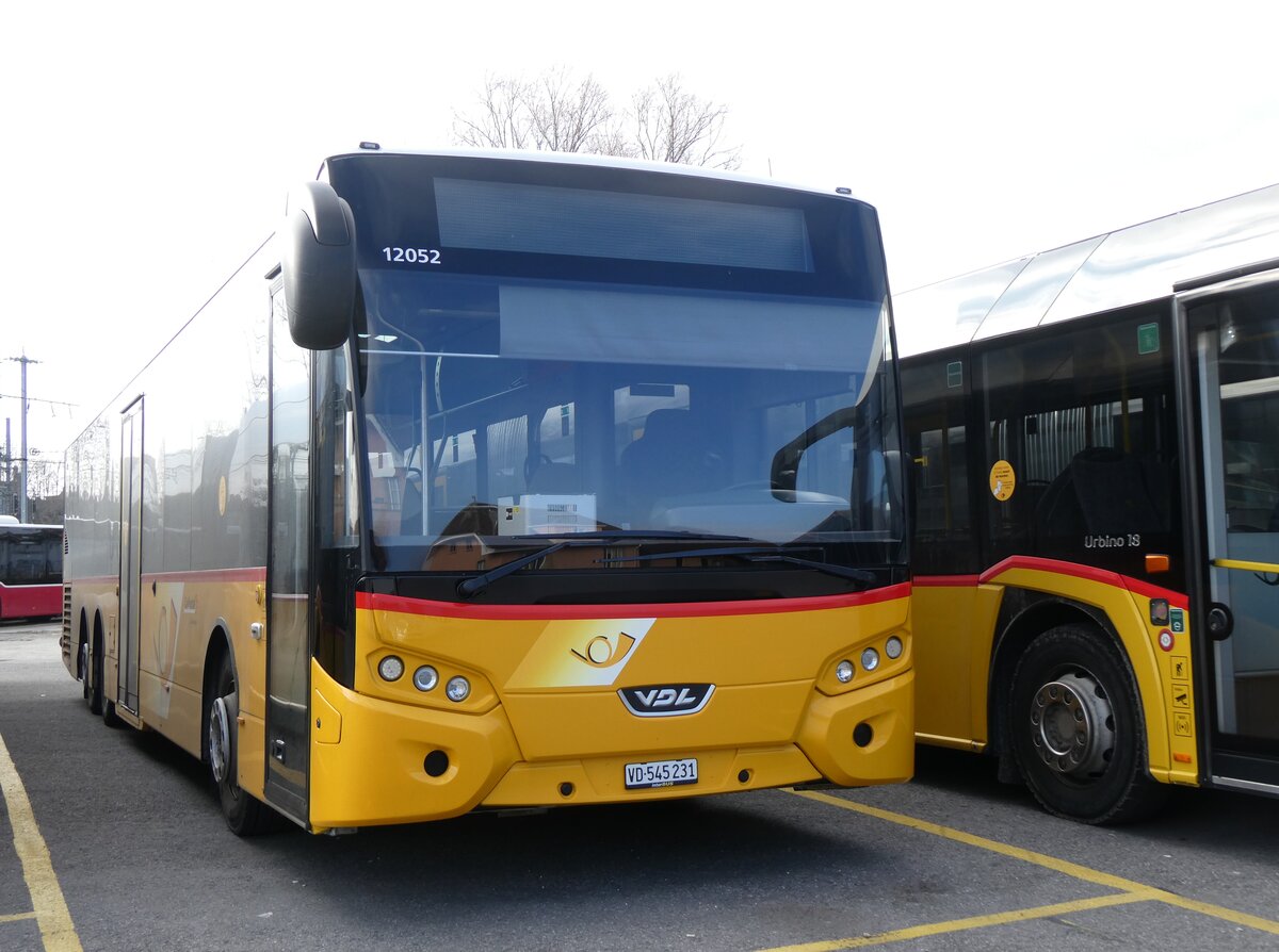 (272'070) - CarPostal Ouest - VD 545'231/PID 12'052 - VDL (ex Ballestraz, Gr�ne) am 15. Februar 2025 in Yverdon, Garage