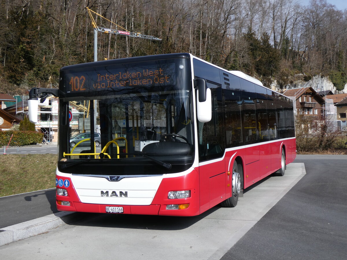 (272'188) - PostAuto Bern - BE 403'166/PID 12'336 - MAN (ex Dr. Richard, A-Wien Nr. 1411) am 17. Februar 2025 in Ringgenberg, S�ge