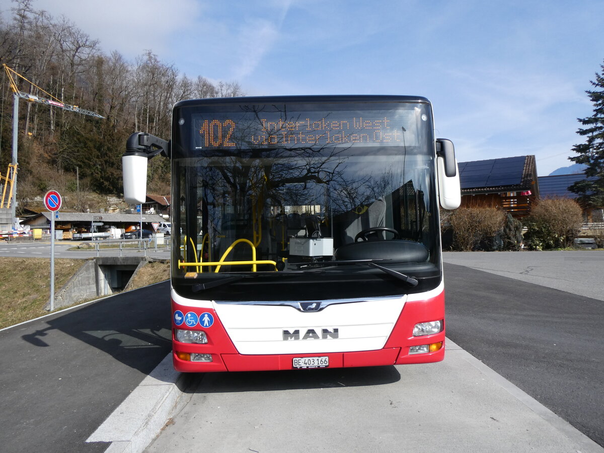 (272'195) - PostAuto Bern - BE 403'166/PID 12'336 - MAN (ex Dr. Richard, A-Wien Nr. 1411) am 17. Februar 2025 in Ringgenberg, S�ge