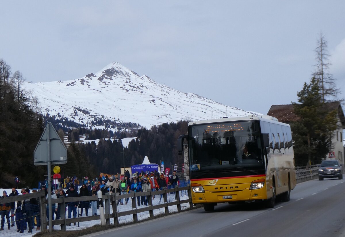 (272'375) - PostAuto Graub�nden - GR 168'603/PID 5615 - Setra am 22. Februar 2025 in Lantsch/Lenz, Biathlon-WM