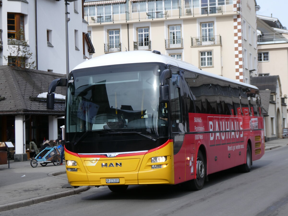 (272'416) - PostAuto Graub�nden - GR 173'201/PID 10'503 - MAN am 22. Februar 2025 in Lenzerheide, Post