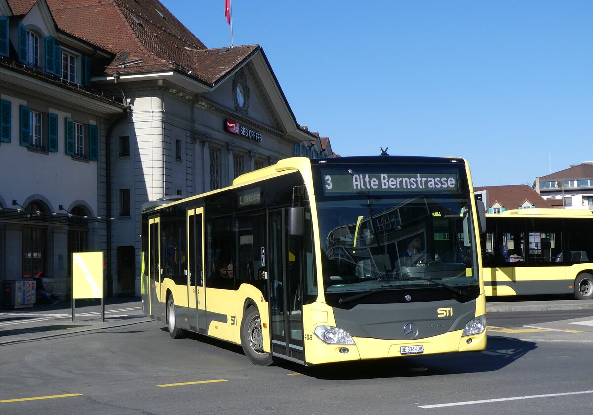 (272'627) - STI Thun - Nr. 408/BE 836'408 - Mercedes am 3. M�rz 2025 beim Bahnhof Thun