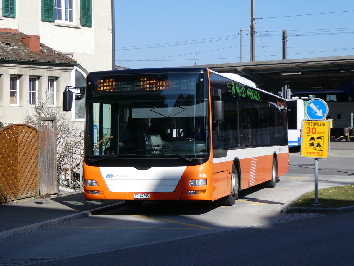 (272'646) - BOTG Amriswil - Nr. 405/TG 62'895 - MAN (ex Nr. 5) am 4. M�rz 2025 beim Bahnhof Romanshorn