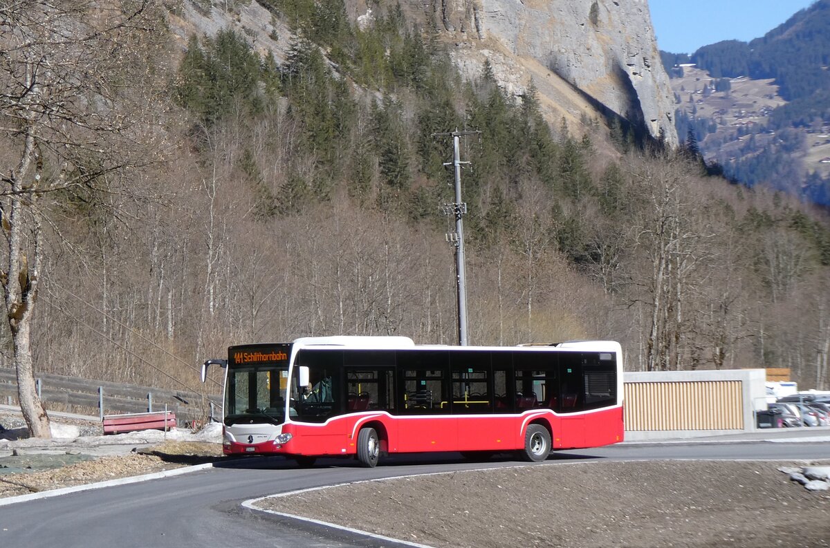 (272'694) - PostAuto Bern - BE 640'277/PID 12'318 - Mercedes (ex Wiener Linien, A-Wien Nr. 8158) am 8. M�rz 2025 in Stechelberg, Schilthornbahn