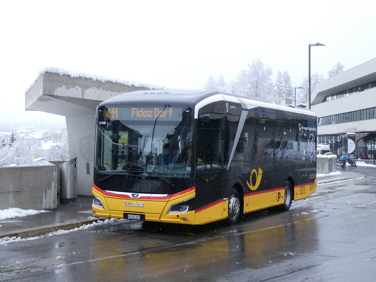 (272'888) - PostAuto Graub�nden - GR 187'350/PID 12'106 - eMAN am 14. M�rz 2025 in Flims, Bergbahnen