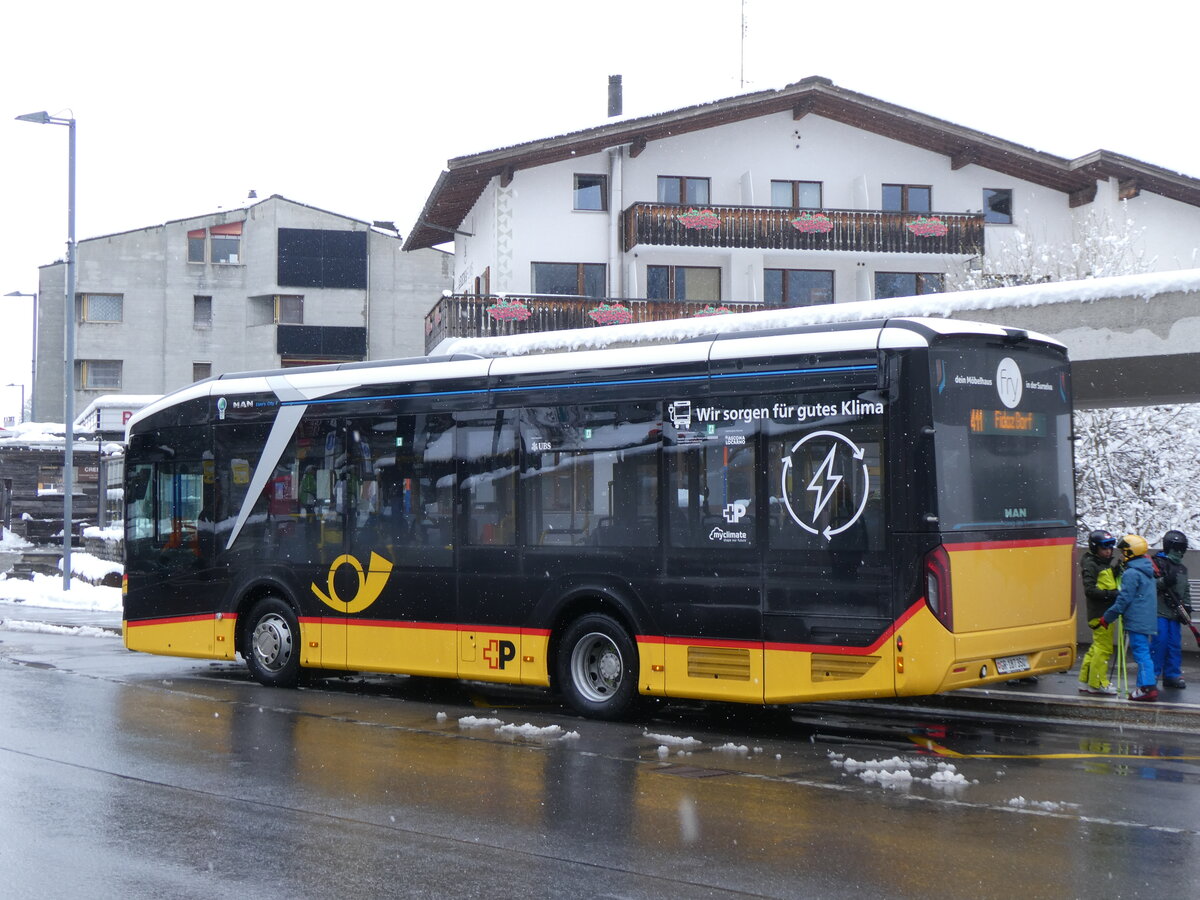 (272'890) - PostAuto Graub�nden - GR 187'350/PID 12'106 - eMAN am 14. M�rz 2025 in Flims, Bergbahnen