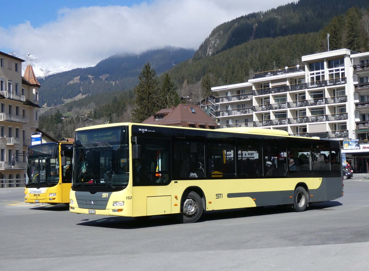 (273'260) - STI Thun - Nr. 152/BE 801'152 - MAN am 28. M�rz 2025 beim Bahnhof Grindelwald