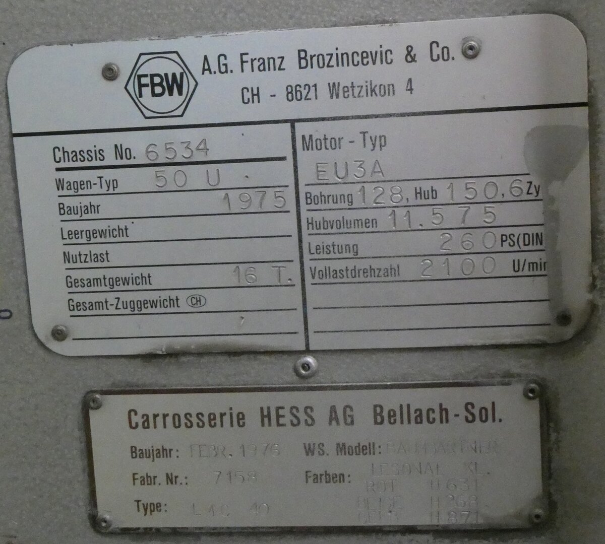 (273'325) - Typenschilder - Dubach, Walde - am 29. M�rz 2025 in Affoltern, Garage Stutz