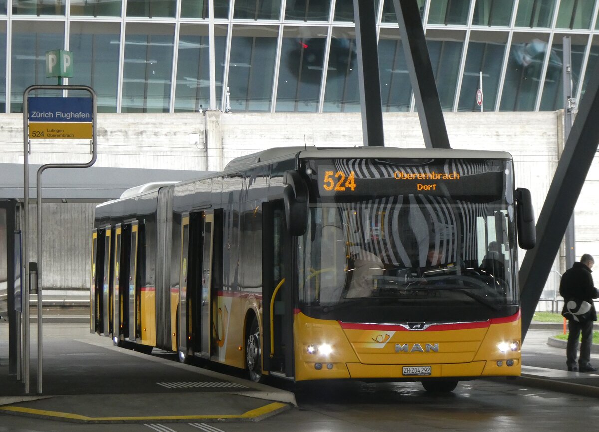 (273'407) - PostAuto Z�rich - Nr. 387/ZH 204'292/PID 11'271 - MAN am 29. M�rz 2025 in Z�rich-Flughafen