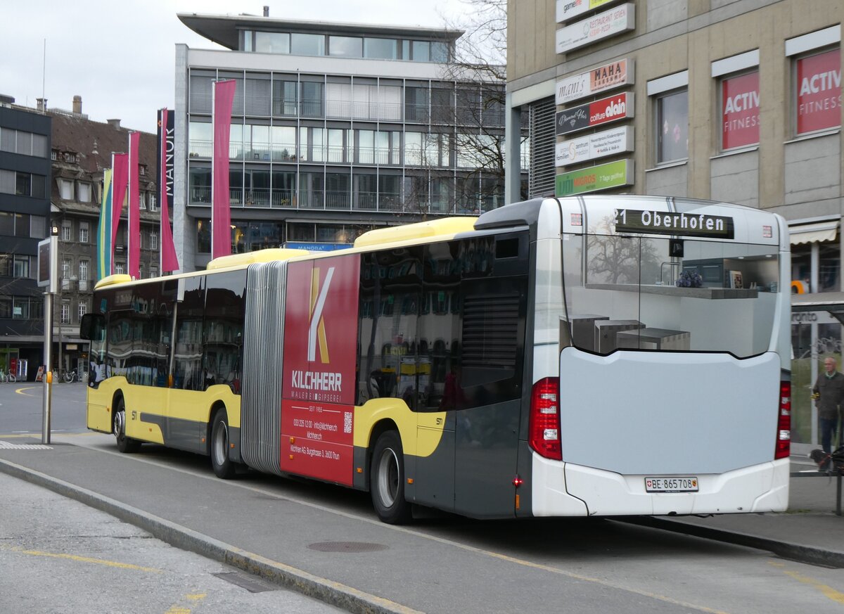 (273'430) - STI Thun - Nr. 708/BE 865'708 - Mercedes am 31. M�rz 2025 beim Bahnhof Thun