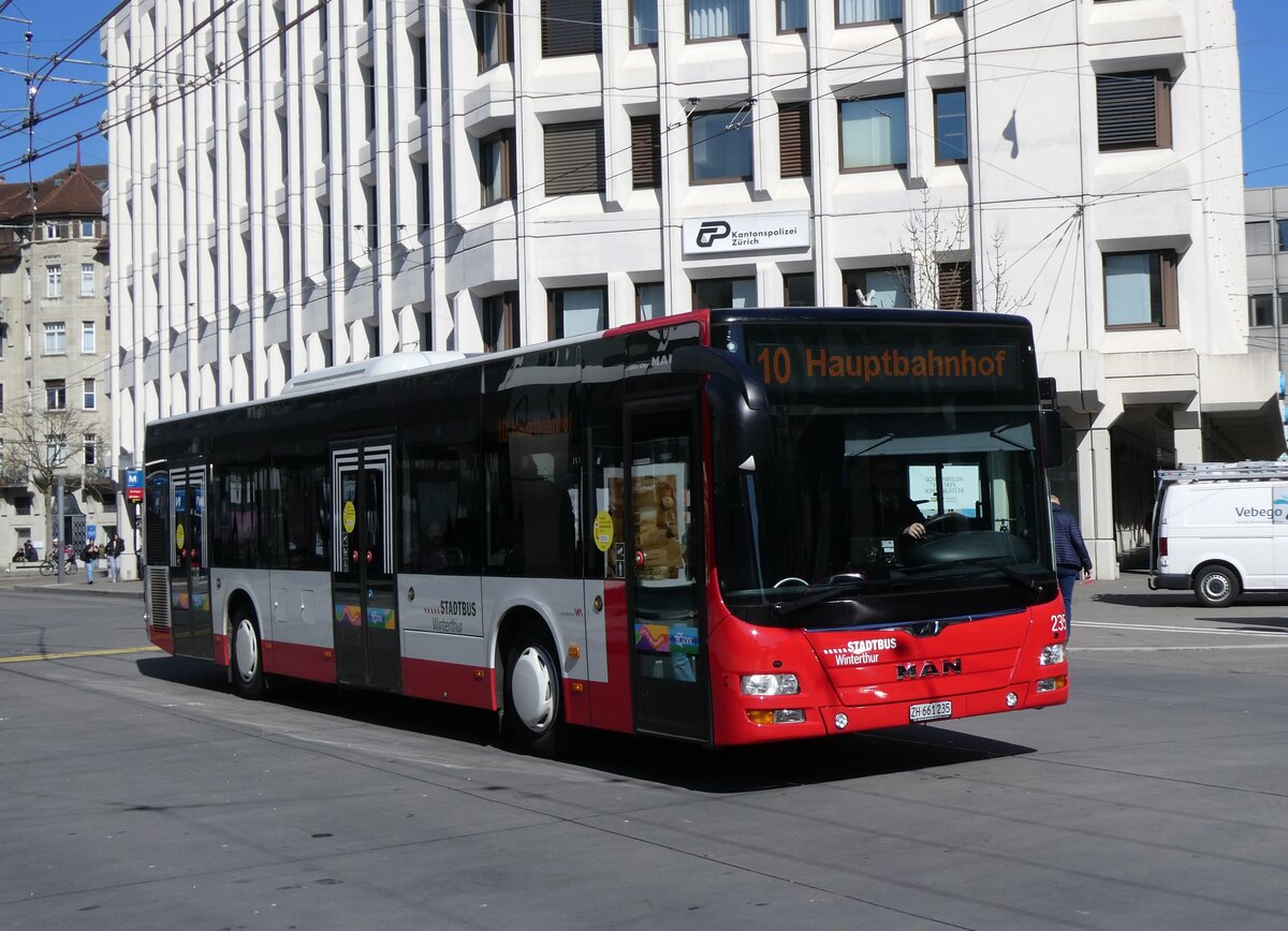 (273'501) - SW Winterthur - Nr. 235/ZH 661'235 - MAN am 2. April 2025 beim Hauptbahnhof Winterthur