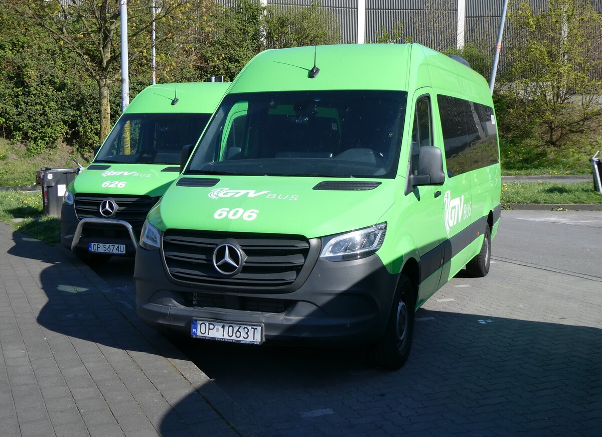 (273'544) - Aus Polen: GTV Bus, Ozimek - Nr. 606/OP 1063T - Mercedes am 3. April 2025 in Bottrop, Rastst�tte