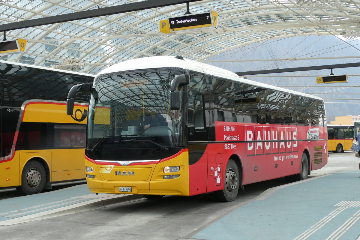 (273'676) - PostAuto Graub�nden - GR 173'201/PID 10'503 - MAN am 6. Februar 2026 in Chur, Postautostation