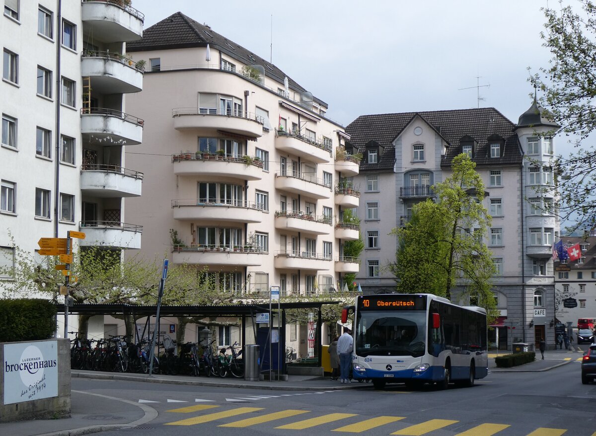 (274'017) - VBL Luzern - Nr. 624-LU 15'088 - Mercedes am 15. April 2025 in Luzern, Z�hringerstasse