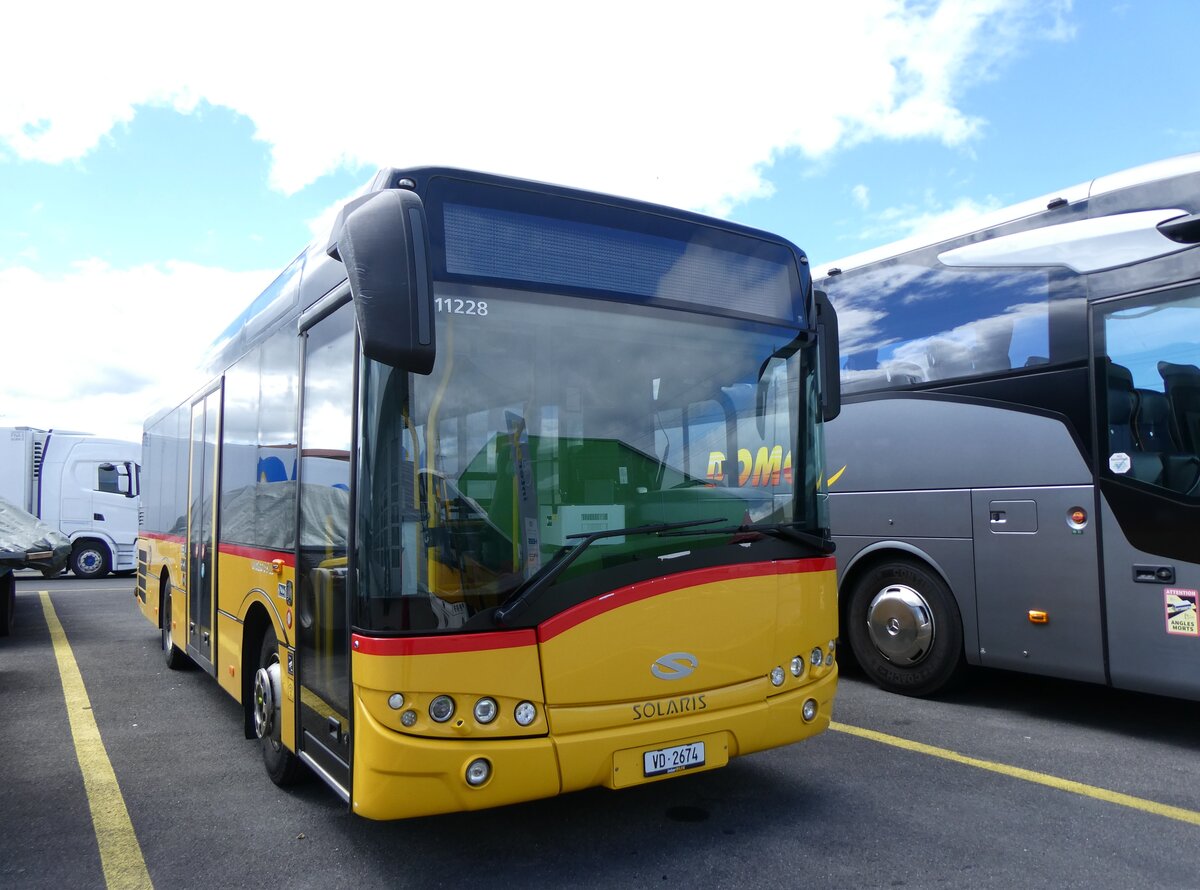 (274'058) - CarPostal Ouest - VD 2674/PID 11'228 - Solaris (ex Faucherre, Moudon; ex CarPostal Ouest NE 49'619) am 18. April 2025 in Kerzers, Interbus