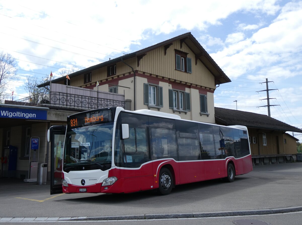 (274'122) - PostAuto Ostschweiz - TG 158'216/PID 12'413 - Mercedes (ex Wiener Linien, A-Wien Nr. 8153) am 22. April 2025 beim Bahnhof M�llheim-Wigoltingen