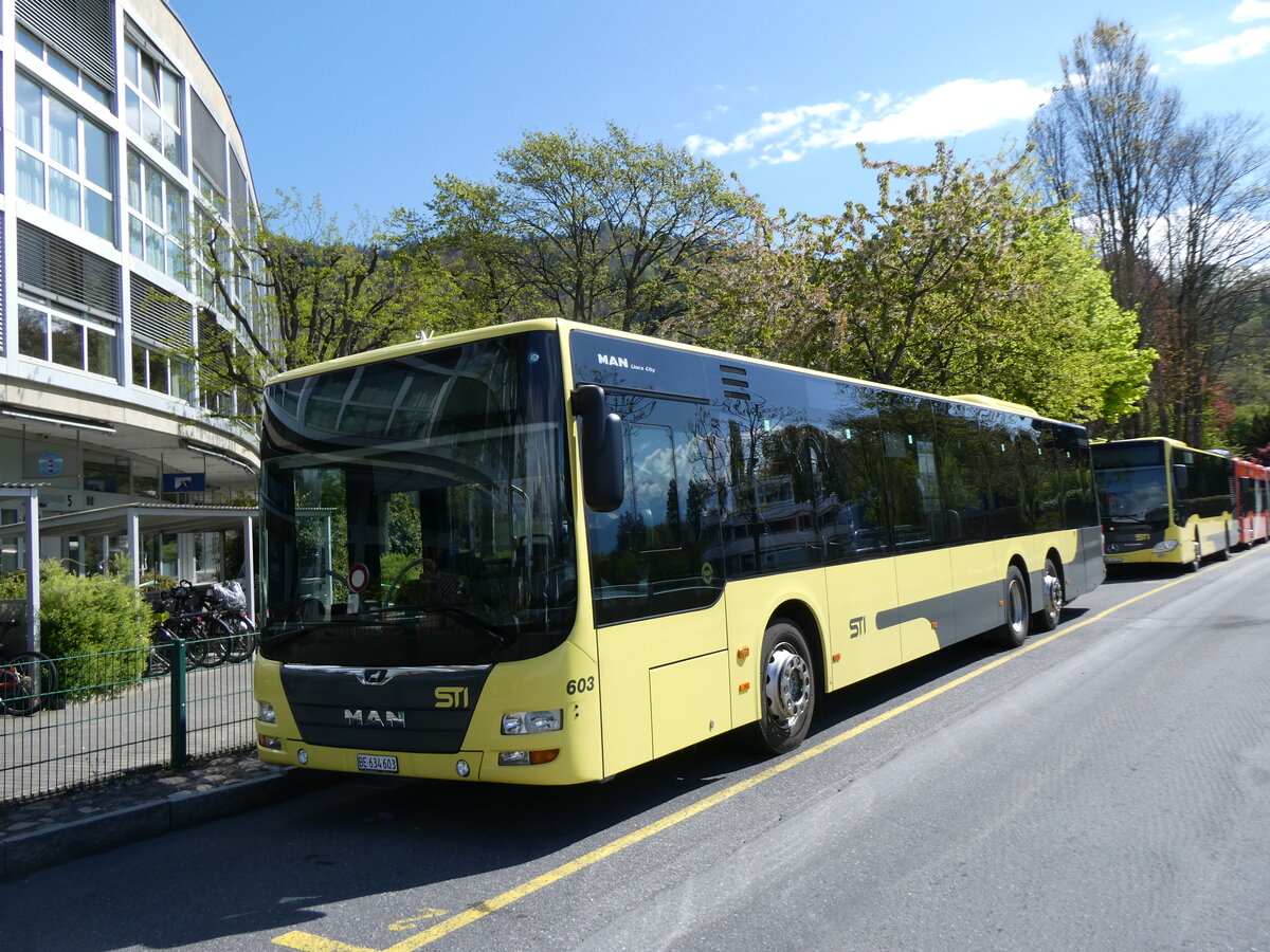 (274'144) - STI Thun - Nr. 603/BE 634'603 - MAN am 23. April 2025 bei der Schiffl�ndte Thun