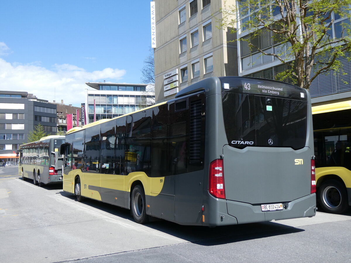 (274'146) - STI Thun - Nr. 414/BE 810'414 - Mercedes am 23. April 2025 beim Bahnhof Thun