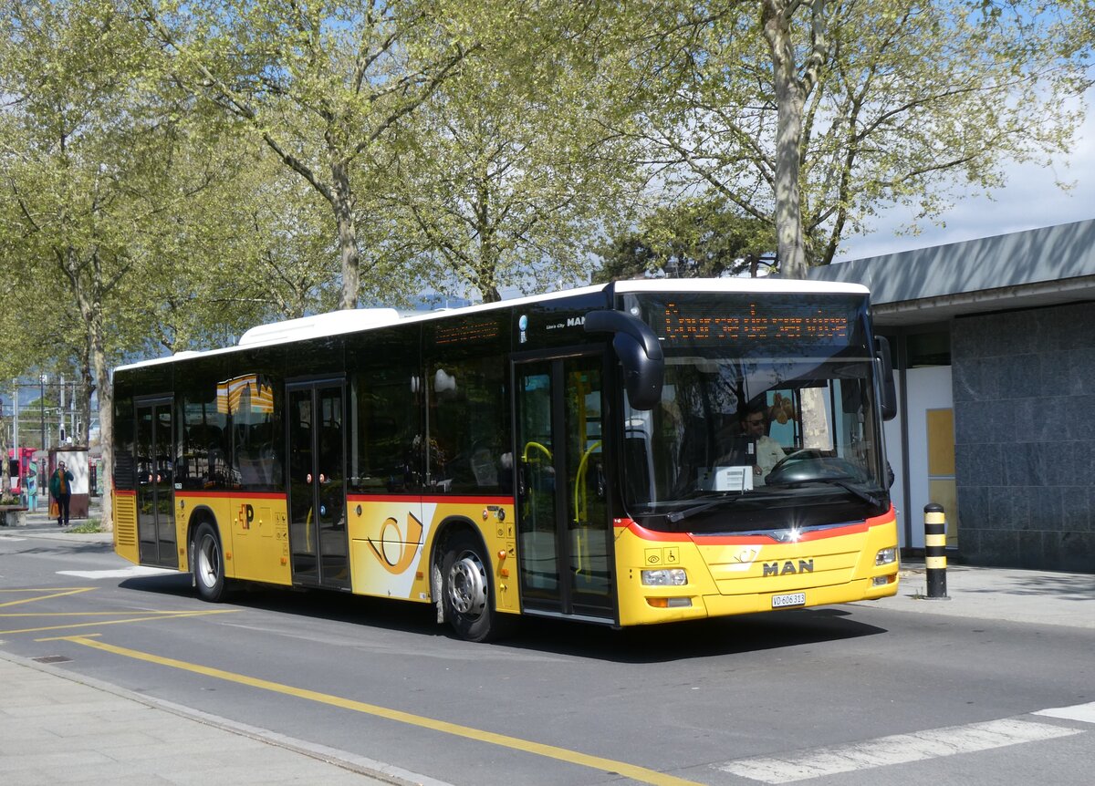 (274'259) - CarPostal Ouest - VD 606'313/PID 10'263 - MAN (ex JU 51'293; ex Nr. 59) am 26. April 2025 beim Bahnhof Yverdon