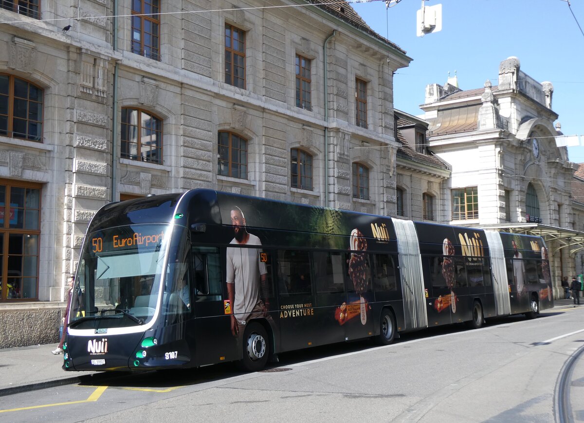 (274'413) - BVB Basel - Nr. 9107/BS 99'807 - eHess am 2. Mai 2025 beim Bahnhof Basel