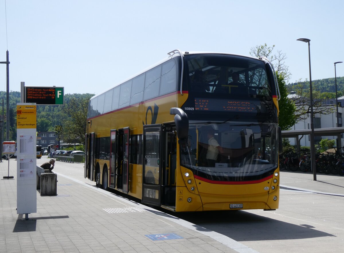 (274'474) - PostAuto Ostschweiz - SG 445'305/PID 10'869 - Alexander Dennis (ex AR 45'267) am 2. Mai 2025 beim Bahnhof Laufen