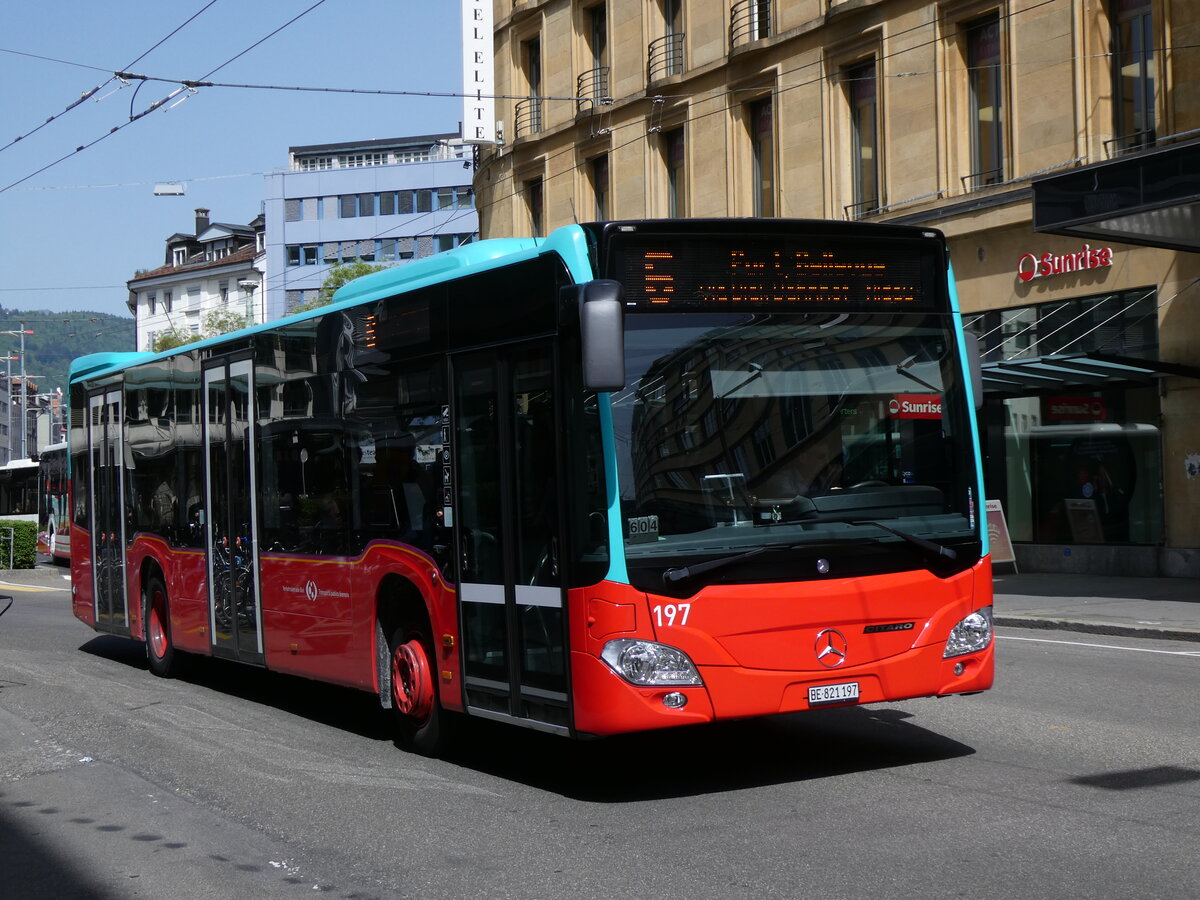 (274'481) - VB Biel - Nr. 197/BE 821'197 - Mercedes am 2. Mai 2025 beim Bahnhof Biel