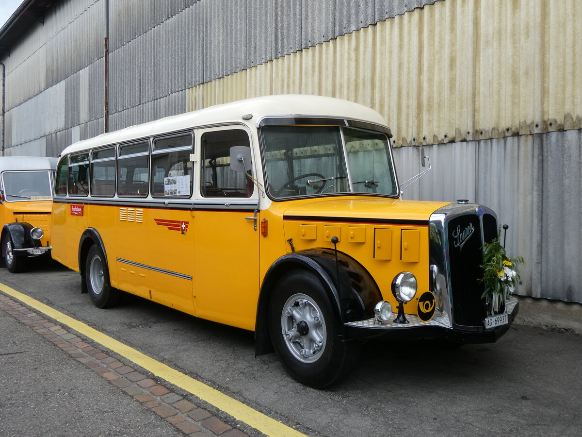 (274'529) - Bl�chlinger, Endingen - AG 69'937 - Saurer/T�scher (ex Dubach, Walde; ex Spescha, Andiast) am 3. Mai 2025 in Attikon, Wegm�ller