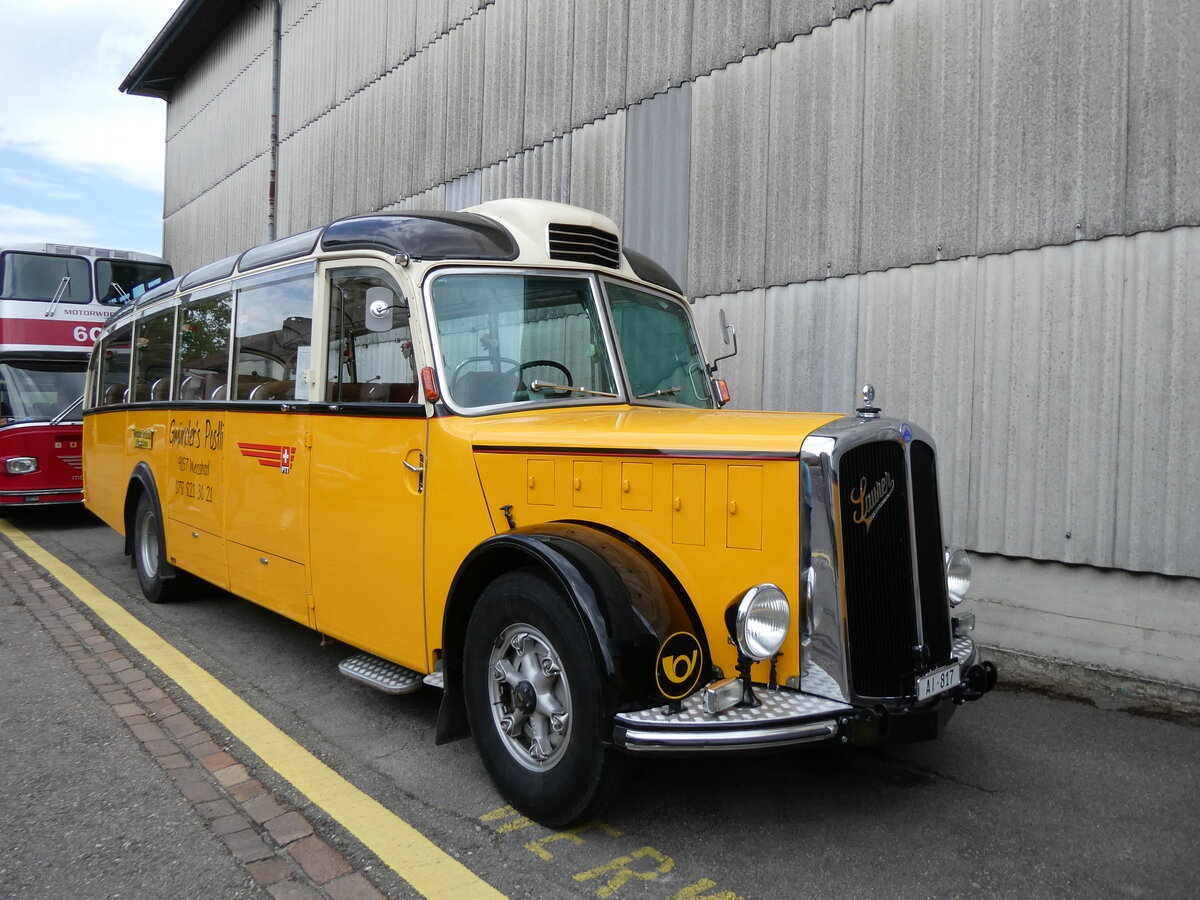 (274'534) - Gm�nder, Weissbach - AI 817 - Saurer/Gangloff (ex P 23'144; ex P 2213) am 3. Mai 2025 in Attikon, Wegm�ller