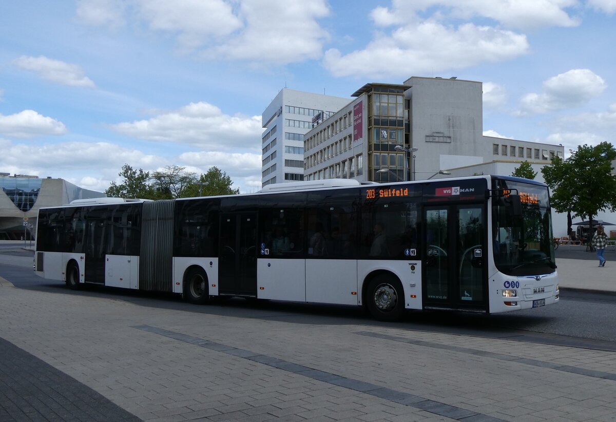 (274'984) - WVG Wolfsburg - Nr. 734/WOB-VG 34 - MAN am 7. Mai 2025 beim Hauptbahnhof Wolfsburg
