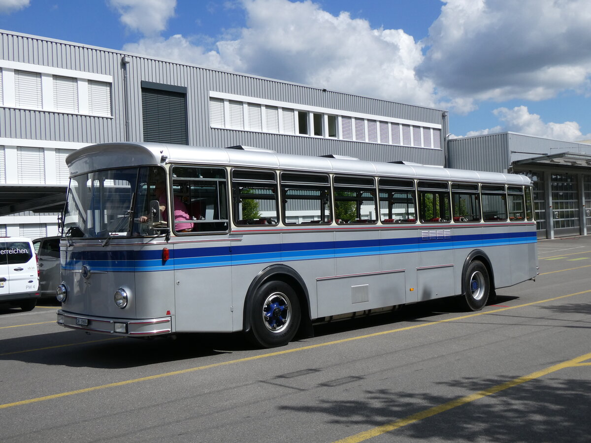 (275'635) - Borer, Neuhausen - SH 19'684 - Saurer/T�scher (ex Sch�ttler, D-K�ln; ex Braun, D-M�nster; ex Schmid, Hemishofen; ex Br�tsch, B�ttenhard; ex ASS SChleitheim Nr. 8) am 17. Mai 2025 in Schaffhausen, Busdepot VBSH